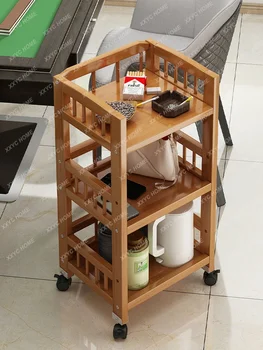 Журнальный столик Полка для чая Портативный чайный стол Шахматы и карты Многофункциональный стеллаж для хранения с колесиками