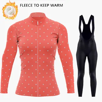 Зимняя женская велосипедная одежда 2024 Зимние комплекты Thermal Fleece Cycling Jersey Mountian Bike Clothing Длинные рукава Велосипедный костюм