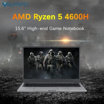 15,6-дюймовый новый игровой ноутбук AMD Ryzen 5 4600H 2 * DDR4 Отпечаток пальца Ноутбук Компьютер Windows 10/11 WiFi6E Геймер Ноутбук