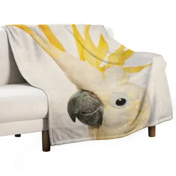 Серный хохлатый какаду, экзотическая птица Портрет Искусство Плед Одеяло Одеяло Для Диванов Одеяло Роскошь