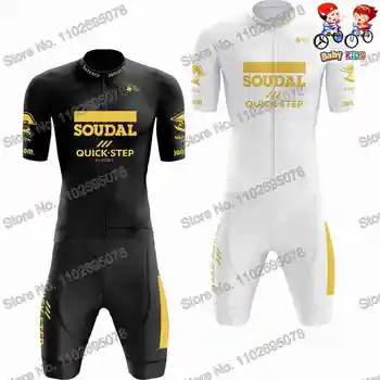 Golden Soudal Quick Step 2023 Boys Cycling Jersey Set Kids Cycling Clothing Summer Road Race Bike Shirt Suit MTB Bicycle Shorts