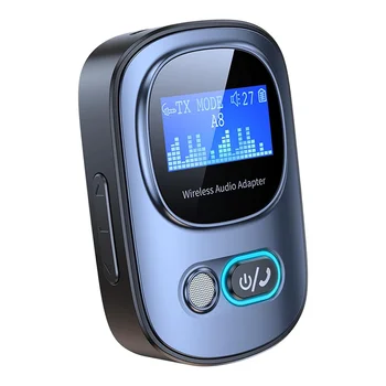 Bluetooth 5.3 Приемник передатчика Мини Портативный беспроводной аудиоадаптер со светодиодным дисплеем для телевизора / ПК / автомобиля / домашней стереосистемы