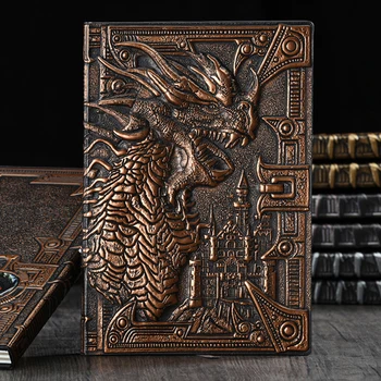 3D Dragon Notebook Европейский стиль Ретро Утолщенный Pu Динозавр Тисненый Блокнот Дневник Бизнес Подарок Офис Студенческие принадлежности