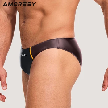 AMORESY Сексуальные мужские треугольные шорты с низкой посадкой и дышащими тонкими спортивными шортами для плавания с колорблокингом