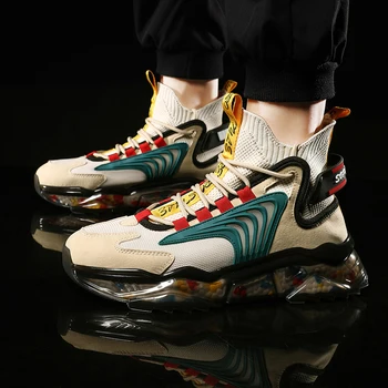 Модные классические мужские кроссовки Весенние дышащие кроссовки для мужчин Граффити Спортивная обувь Высокая сетка для ходьбы 46