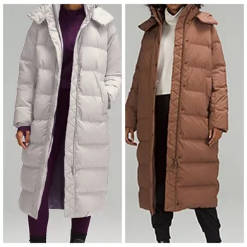 2023 Зимнее женское пуховое пальто средней длины Молния с капюшоном Свободный однотонный Верхняя одежда Модная женская теплая куртка