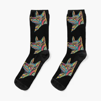Красочные носки Huichol Wolf зимние тепловые подарки Аргентина Идеи подарков ко Дню святого Валентина Носки для мальчиков Женские