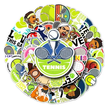 Зеленые спортивные наклейки для тенниса, ноутбук, фото, багаж, гитарный пастер, наклейка DIY, украшения для вечеринок для поклонников теннисистов, 50 шт.