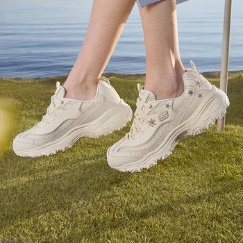 Женская обувь Skechers D'LITES 1.0 Flower Bear Второе поколение Противоскользящие и износостойкие кроссовки с низким верхом