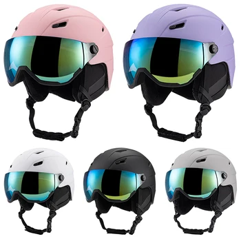 Профессиональный шлем для сноуборда со встроенными очками Регулируемый спортивный скейтборд на открытом воздухе мотоциклетный лыжный шлем для мужчин и женщин