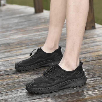 Мужская обувь для походов на открытом воздухе 2023 Новые дышащие сетчатые эластичные кроссовки Повседневные кроссовки для мужчин Модная обувь из натуральной кожи