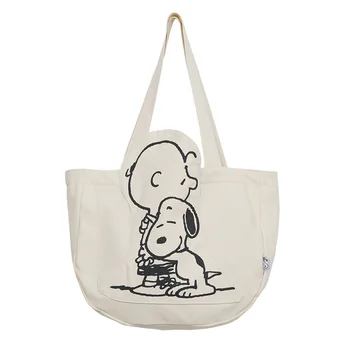 cartoon SNOOPY повседневная холщовая сумка через плечо большой емкости Большая сумка женская всематчевая модная сумка через плечо