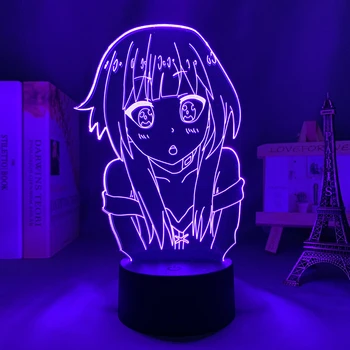 Аниме 3d лампа KonoSuba для спальни Ночник Детский подарок на день рождения Манга Гаджет KonoSuba Светодиодный ночник Прикроватная