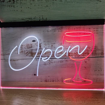  Сценарий Открытый стеклянный коктейльный бар Dor Двухцветный светодиодный неоновый дисплей 2 цвета