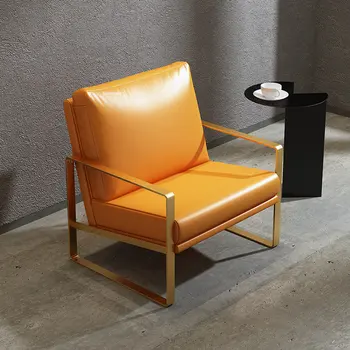 Single Iron art Диваны для гостиной Скандинавская мебель для гостиной Балкон повседневная Кожаное кресло Современное кресло для спальни Ленивый диван