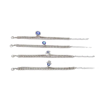 Серебряные ножные браслеты Голубой браслет для глаз Покрытие из сплава удачи Универсальное богатство Регулируемая длина для женщин для ежедневного ношения