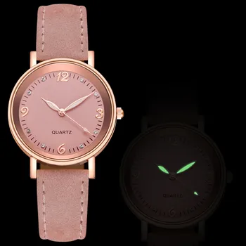 Светящиеся часы для женщин Простые аналоговые кварцевые наручные часы Топ-ремешок Женские часы с кожаным ремешком Relogio Feminino Montres Femmes
