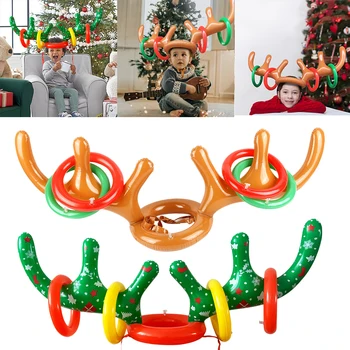 Рождественская забавная шляпа с оленьими рогами Игра для вечеринок Надувное кольцо из оленьих рогов Navidad Natal Креативные рождественские семейные игрушки