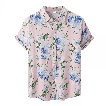 Летняя гавайская рубашка для мужчин Повседневные рубашки с цветочным принтом Свободная удобная пляжная рубашка с коротким рукавом Camisa Hawaiana Hombre