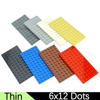 6 шт. 6x12 точек тонкая опорная плита строительные блоки опорная плита создает классические строительные детали MOC Bricks, совместимые с игрушками 3028