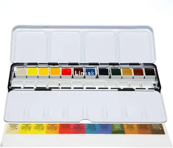 Daniel Smith Extra Fine Watercolor Half Pan Set, 12 цветов в металлической коробке (285650107), Художественные принадлежности