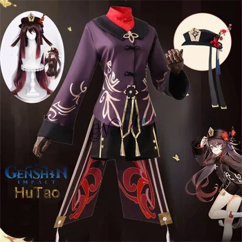 Genshin Impact Hutao disfraz de Cosplay para mujer, uniforme, peluca, juego de Anime, Hu Tao, estilo chino, disfraces de Hallowe