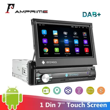 AMPrime Android 1 din Bluetooth Авто Радио 7 '' Выдвижной HD Экран Мультимедиа Видеоплеер Аудио Стерео GPS Авторадио NO DVD