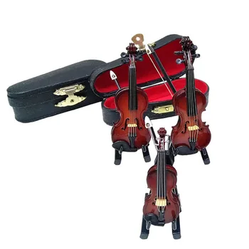 Изысканный миниатюрный орнамент для скрипки Мастерство изготовления из липы с подставкой и деревянным подарочным футляром Идеальный подарок для любителей музыки