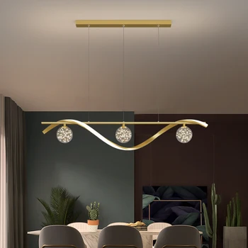 2023 Современная скандинавская светодиодная люстра для столовой Лампа для ресторана Внутреннее освещение Кухонный остров Домашний декор Стеклянный подвесной светильник
