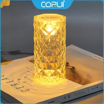 CORUI Nordic Crystal Аккумуляторная настольная лампа Touch с регулируемой яркостью Золотая настольная лампа Светодиодная барная лампа Прикроватная лампа для гостиной Спальня