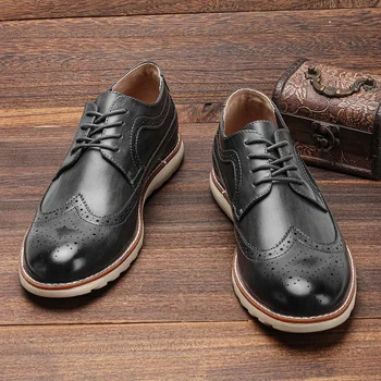 Мужская легкая блок-повседневная обувь ретро искусственная кожа кроссовки круглый носок на шнуровке твердый бесплатная доставка размер 39-48 мужская обувь