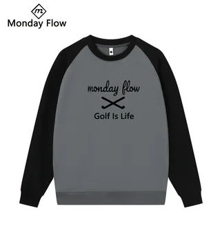 Mondayflow Одежда для гольфа Мужская толстовка с капюшоном Хип-хоп Весна/осень Свободный пуловер с длинными рукавами Street O-Neck Golf Повседневные толстовки для гольфа