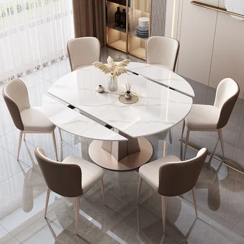 Обеденный стол из сланца выдвижной итальянский свет Pandora современный простой обеденный стол обеденный стол обеденный стол комбинация стульев