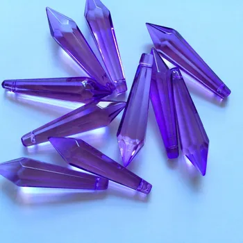  Свободные кольца 10 шт. 55 * 10 мм Темно-фиолетовые стеклянные кристаллы Люстра Призма Части сосульки Висячие подвески для украшения свадьбы