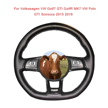 DIY Cow Leather Автомобильный Чехол На Рулевое Колесо Индивидуальный Рулевое Управление Для Volkswagen VW Golf7 GTI GolfR MK7 VW Polo GTI Scirocco