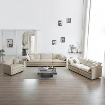 Современный диван-кушетка, комплект из 3 предметов Секционный диван с очень глубоким сиденьем для гостиной, большой диван, 3-местный диван, диван для двоих и односпальный