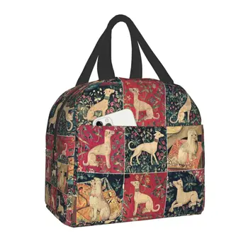 Средневековая борзая Изолированные сумки для ланча для женщин Уиппет Борзая Собака Термальный охладитель Bento Box На открытом воздухе Кемпинг Путешествия