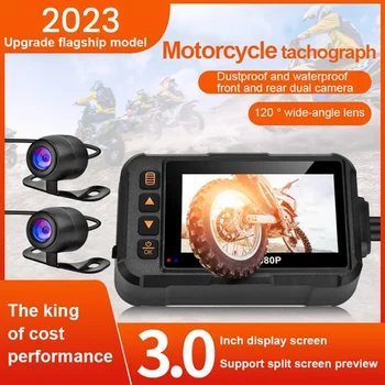1080P Водонепроницаемый мотоциклетный видеорегистратор Видеорегистратор Мотоциклетный видеорегистратор 3-дюймовый видеорегистратор передней и задней камеры DVR Черный ящик ночного видения