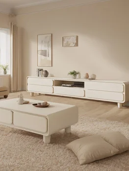  французский кремовый стиль большой и маленький квартирный тип бытовой современный минималистичный напольный шкаф для хранения телевизора