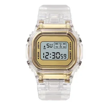 Цифровые часы Женские водонепроницаемые многофункциональные электронные часы Женщина Детский дисплей Прозрачные наручные часы для девочек и мальчиков