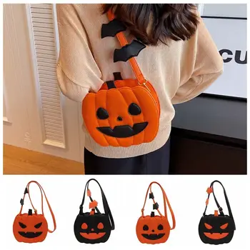 Мультяшная милая тыквенная сумка на Хэллоуин Забавная сумка Harajuku 3D Y2K Женская мода PU кожаная сумка через плечо