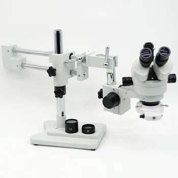 FYSCOPE 3.5X-90X! Подставка с двойной штангой Стерео Зум Тринокулярный микроскоп + светодиодная подсветка