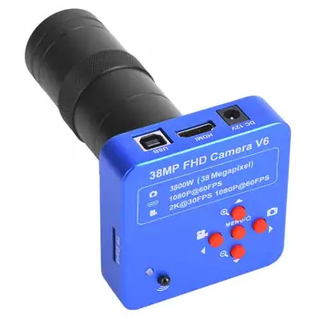 стерео микроскоп 38 МП USB промышленный видеомикроскоп камера со 100-кратным набором объективов ЕС Штекер 110-240 В микроскоп для пайки