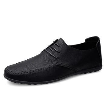 кожа мужская обувь мода формальная мужская обувь мокасины итальянская дышащая мужская обувь для вождения черный плюс размер 38-47