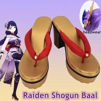 Игра Аниме Genshin Impact Косплей Райдэн Сёгун Баал Мужчина Женщина Искусственная Кожа Изготовленная Обувь Хэллоуин Вечеринка Одевалка Высокий Каблук
