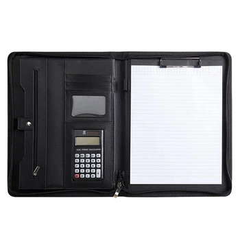 Кожаный портфель Профессиональный бизнес-блокнот с застежкой-молнией Резюме для собеседований Notefolio Premium Document Organize