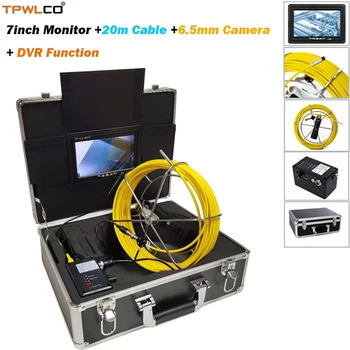  20 м кабель 12 В 4500 мАч Литиевая батарея 7 дюймов TFT ЖК-дисплей Труба слив Система видеонаблюдения с DVR 6,5 мм Эндоскоп Промышленная камера