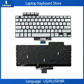 Новинка в США для ASUS ROG Zephyrus G15 GA503 GA503Q GA503QR GA503QS G16 M16 GU603 GU603H Английская клавиатура для ноутбуков с серебристой подсветкой
