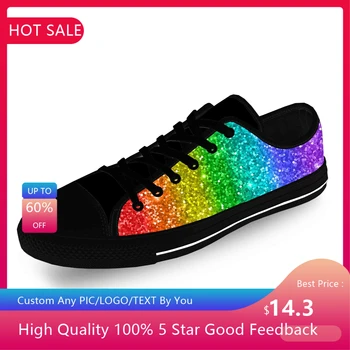 Красочные радужные кроссовки с низким верхом Мужские женские повседневные кроссовки для подростков Холст Беговые кроссовки 3D-печатная дышащая легкая обувь