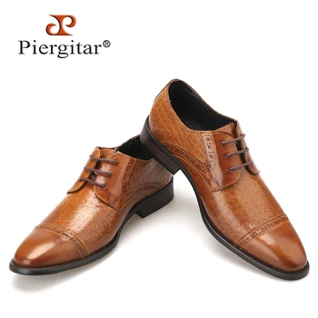 Piergitar Натуральная кожа Коричневая мужская обувь Итальянский стиль Повседневная мужская обувь Платье Обувь для свадьбы и деловой моды Мужские квартиры